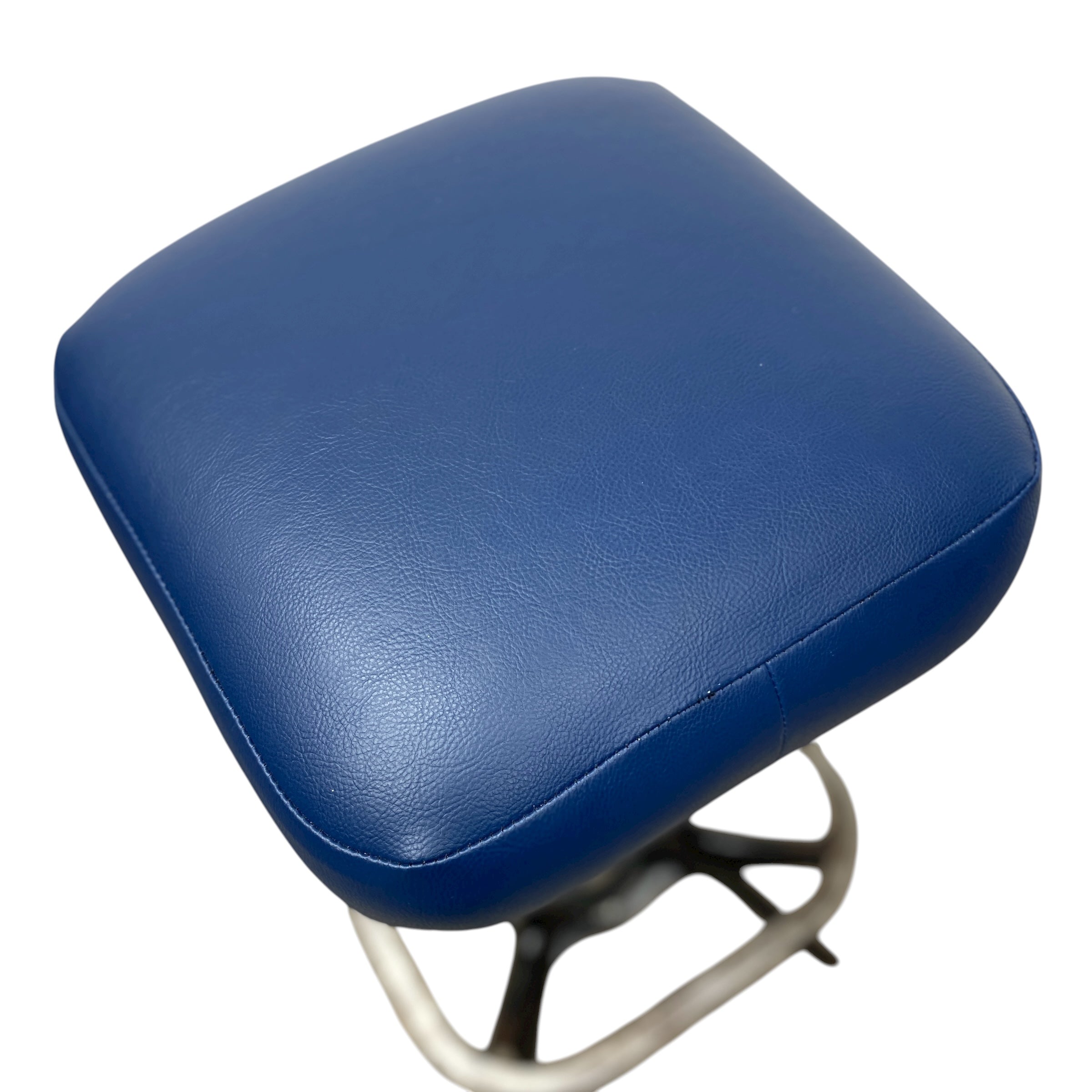 Blue leather seat cover on a white background