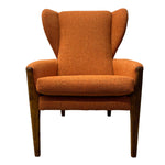 Load image into Gallery viewer, Front Of Wing Back Chair Teak Orange Camira
