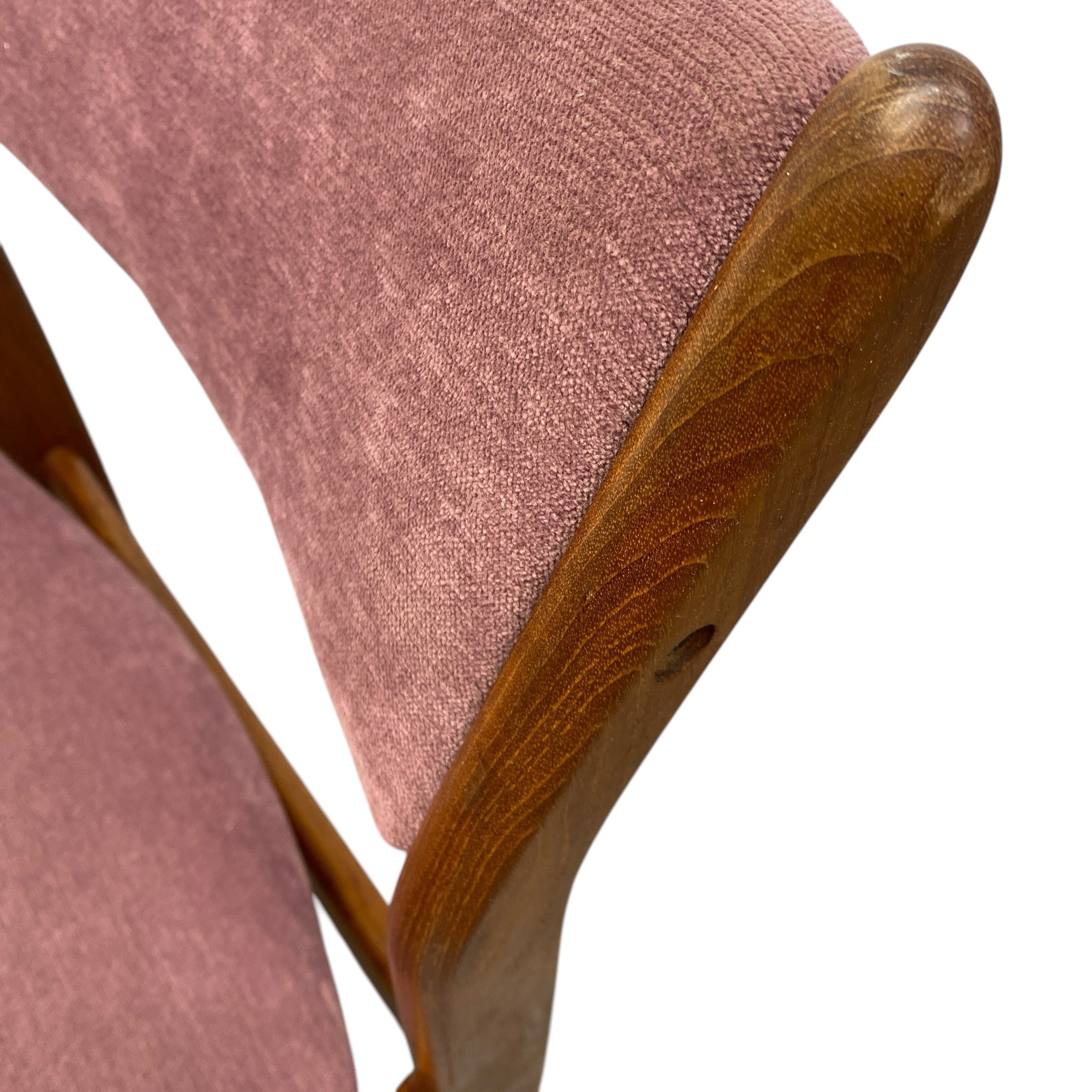teak and pink velor fabric