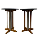 Load image into Gallery viewer, Two wooden tables with black tops on a white background
