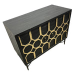 Load image into Gallery viewer, Black cabinet with gold geometric patterns on a white background
