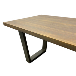 Wooden table with GREY metal legs on a white background