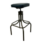Load image into Gallery viewer, Bar stool with black cushioned seat and metal frame on a white background

