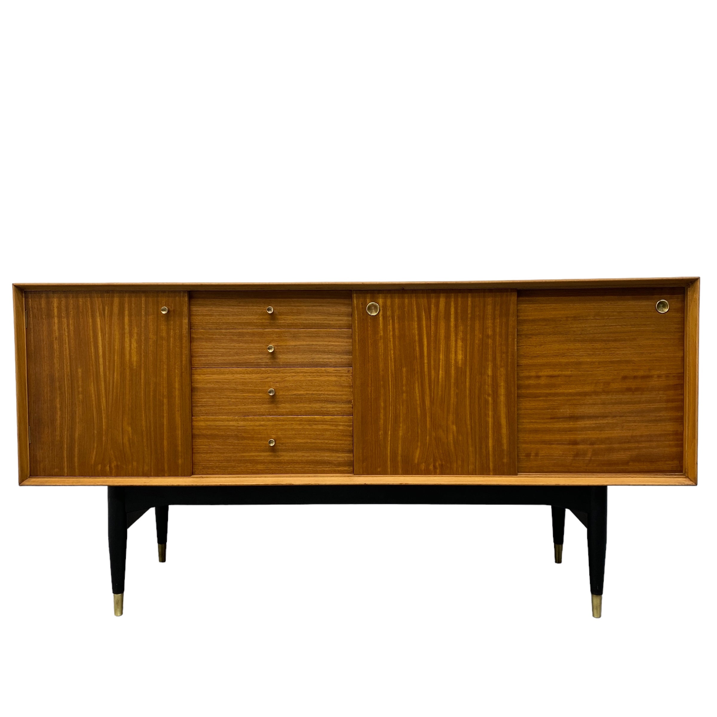 Front On Sideboard Teak White And Newton Brass Feet