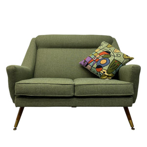 two seater sofa vintage green