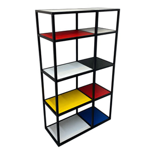 Room Divider Wall Unit Shelving Piet Mondrian Style Black frame