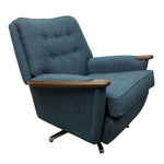 Load image into Gallery viewer, midcentury blue swivel chair
