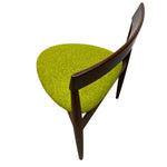 Load image into Gallery viewer, Chair with green seat and brown wooden frame on a white background
