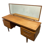 Load image into Gallery viewer, Wooden desk with mirror on a white background
