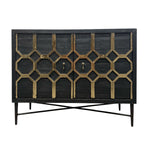 Load image into Gallery viewer, Black cabinet with geometric gold patterns on a white background
