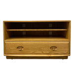 Load image into Gallery viewer, Wooden TV stand with a single drawer on a white background
