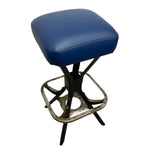 Load image into Gallery viewer, Blue cushioned stool with a metal base on a white background
