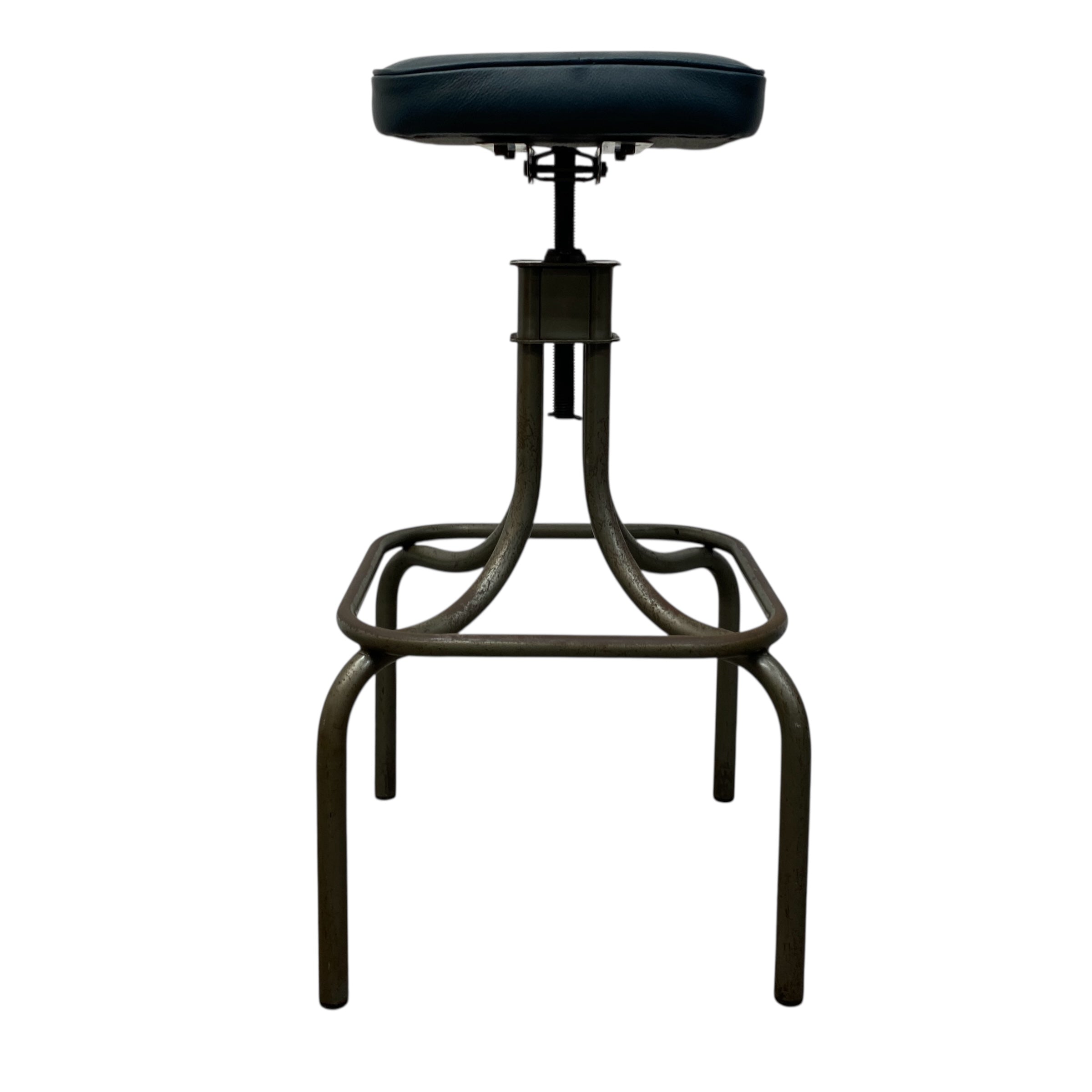 Black adjustable stool on a white background