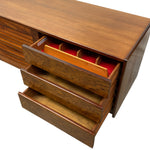 Load image into Gallery viewer, Wooden dresser with open drawer revealing a red interior
