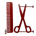 Load image into Gallery viewer, Red Vintage Signage Barbers Hairdressers Scissors Comb
