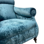 Load image into Gallery viewer, Lounge Chair Blue Velvet Victorian Country House seat
