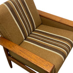 Load image into Gallery viewer, Chair with brown and beige striped cushions on a white background
