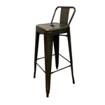 Load image into Gallery viewer, Bronze metal bar stool with backrest on a white background
