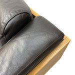 Load image into Gallery viewer, brown black leather sofa
