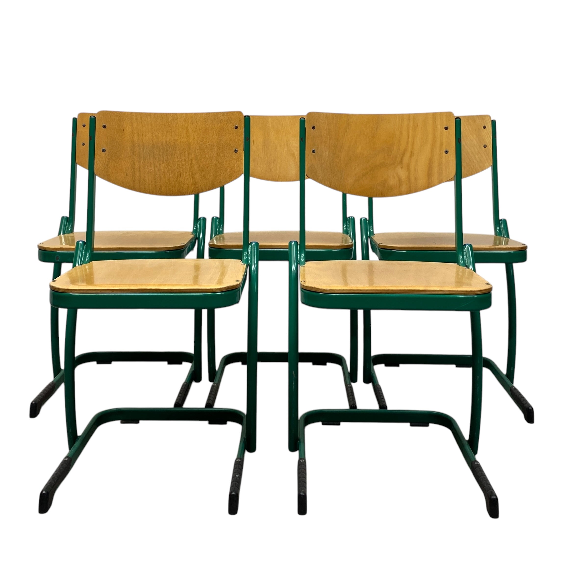 five plywood chairs