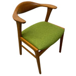 Load image into Gallery viewer, Wooden chair with a green cushion on a white background
