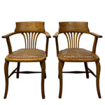 Load image into Gallery viewer, Antique Elbow Chair Oak Leather PAIR
