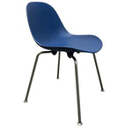 Load image into Gallery viewer, Blue chair with metal legs on a white background
