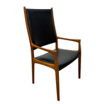 Load image into Gallery viewer, Chair with black leather seat and backrest on a white background
