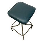 Load image into Gallery viewer, Bar stool with green cushioned seat and metal frame on a white background
