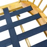 Load image into Gallery viewer, Close-up of a wooden chair with blue woven seat cover
