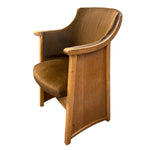 Load image into Gallery viewer, Wooden armchair with curved design on a white background
