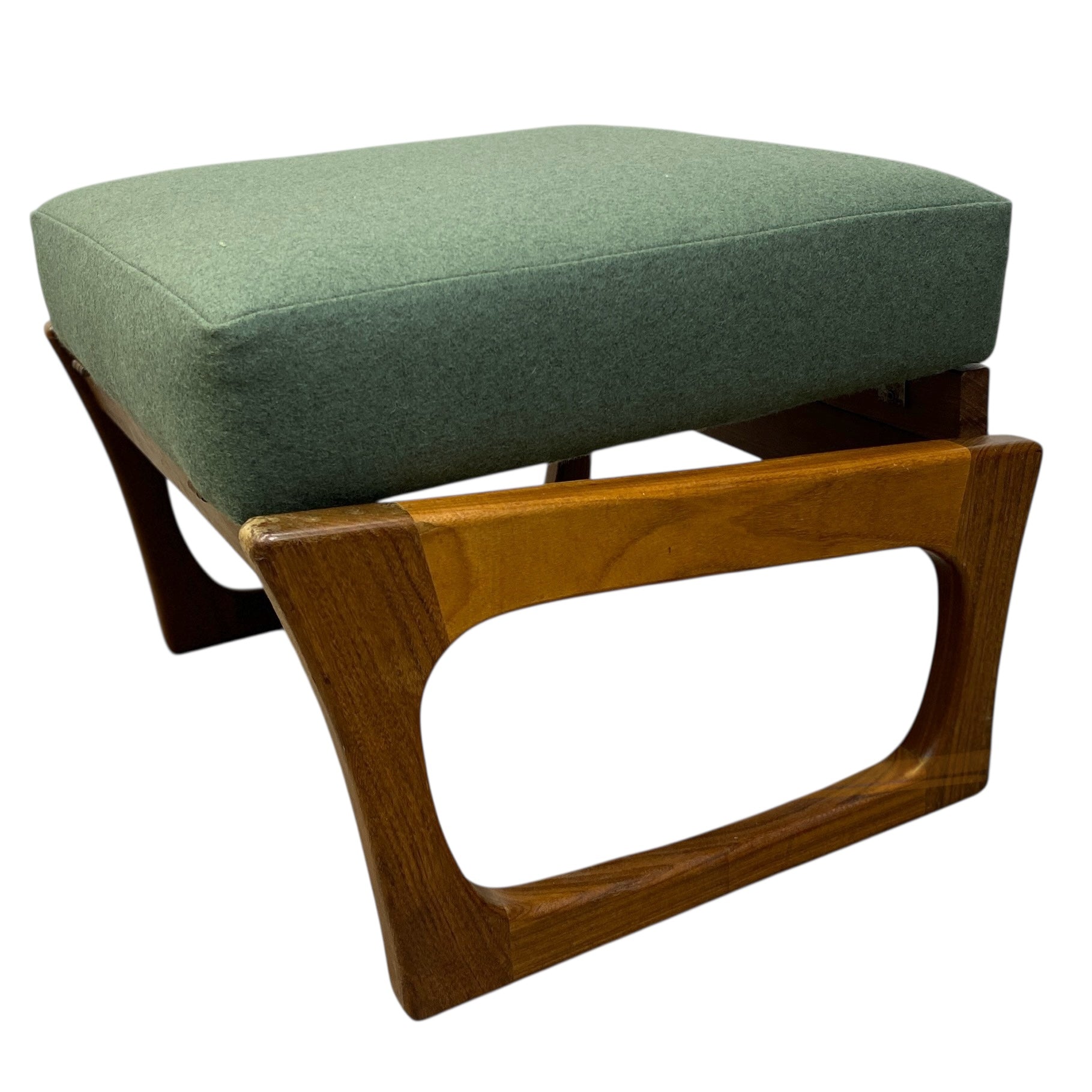 Midcentury Footstool Green Danish Fully Refurbished