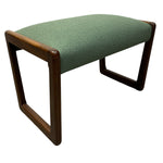 Load image into Gallery viewer, Green upholstered stool with wooden frame on a white background
