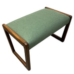 Load image into Gallery viewer, Green upholstered bench with wooden frame on a white background
