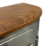 Load image into Gallery viewer, Wooden countertop on a metal cabinet with a white background
