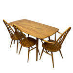 Load image into Gallery viewer, ercol plank dining table and three ercol dining chairs
