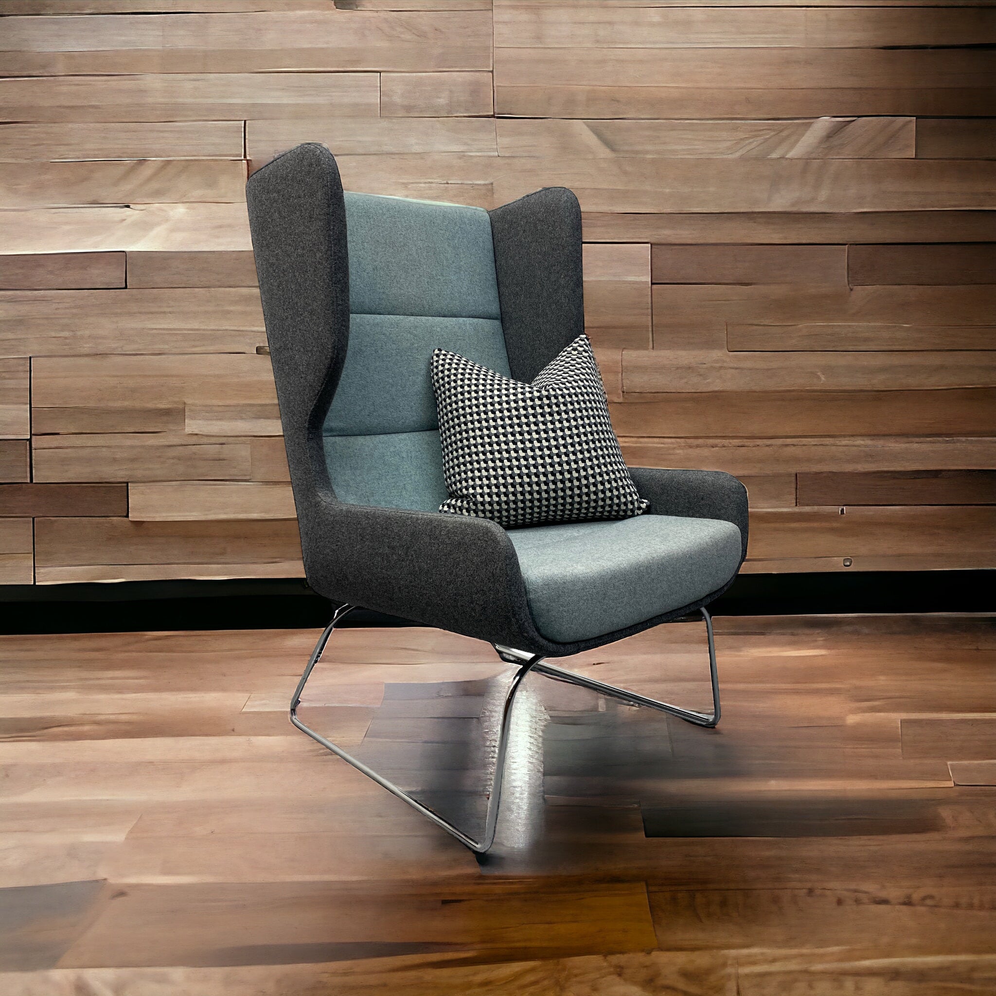 Blue Grey Naughtone Hush Lounge Chair Wool Herman Miller Group