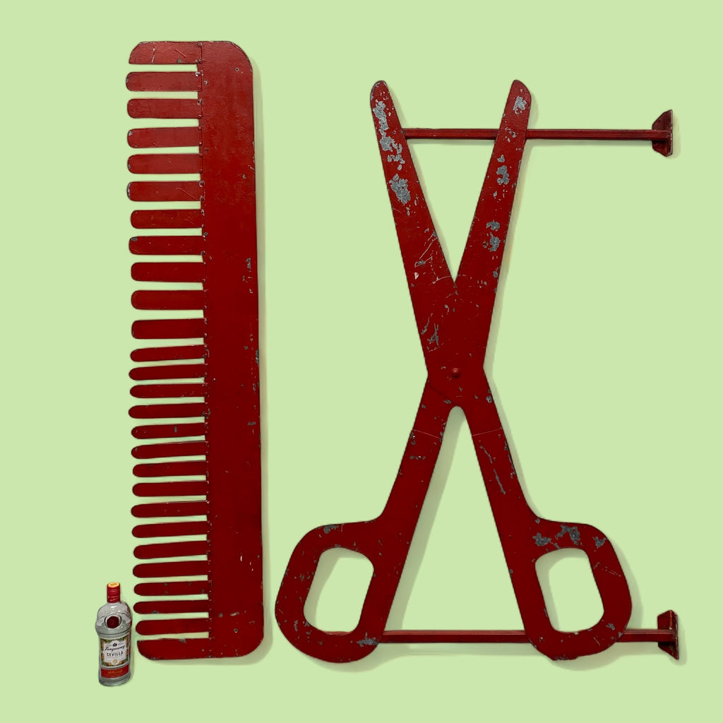 Vintage Signage Barbers Hairdressers Scissors Comb