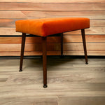 Load image into Gallery viewer, Room set Midcentury Stool Orange Velvet
