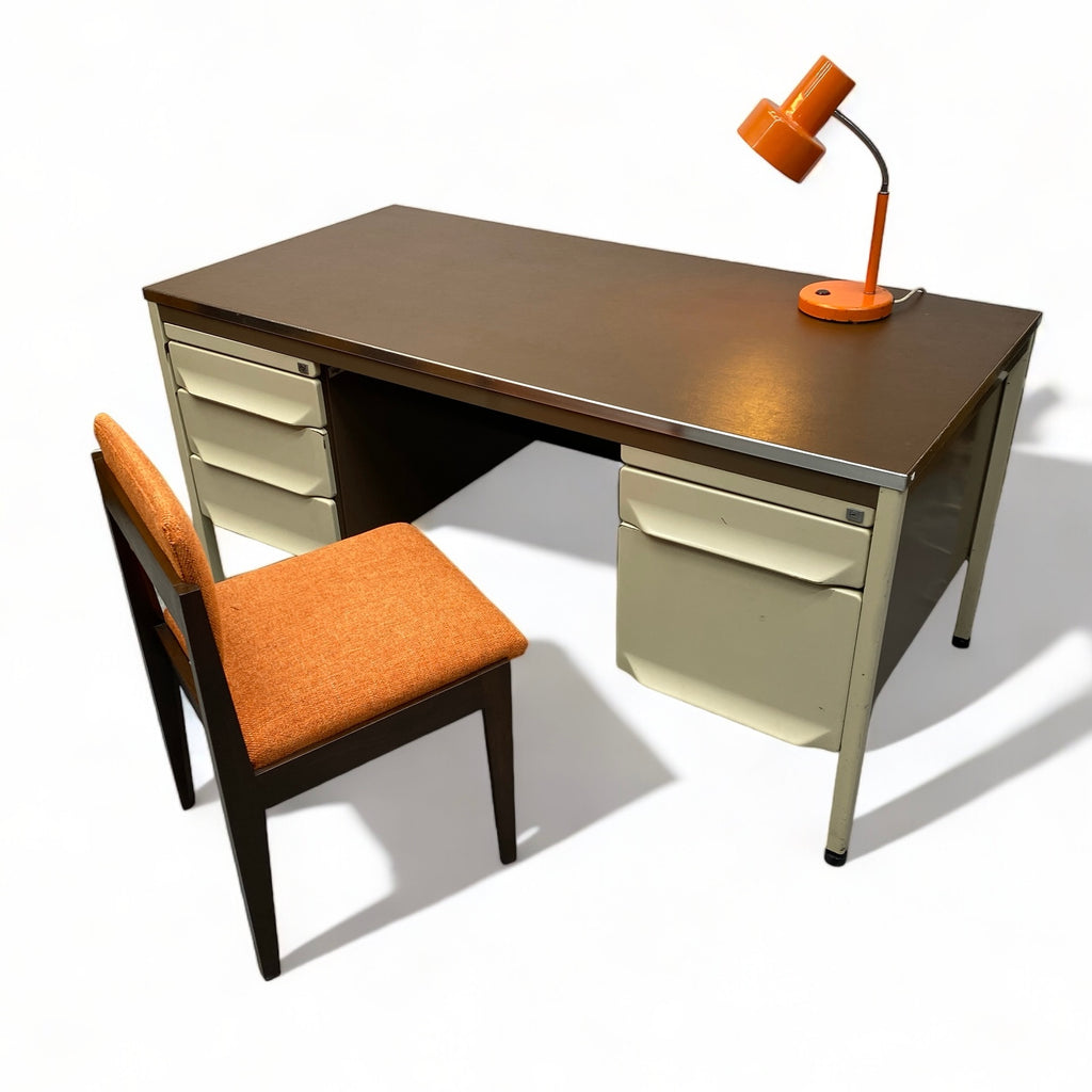 Cream Brown Desk Industrial Roneo