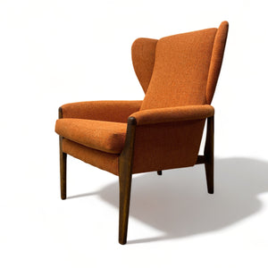 Teak Legs Wing Back Chair Teak Orange Camira