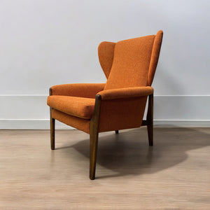Room Set Wing Back Chair Teak Orange Camira