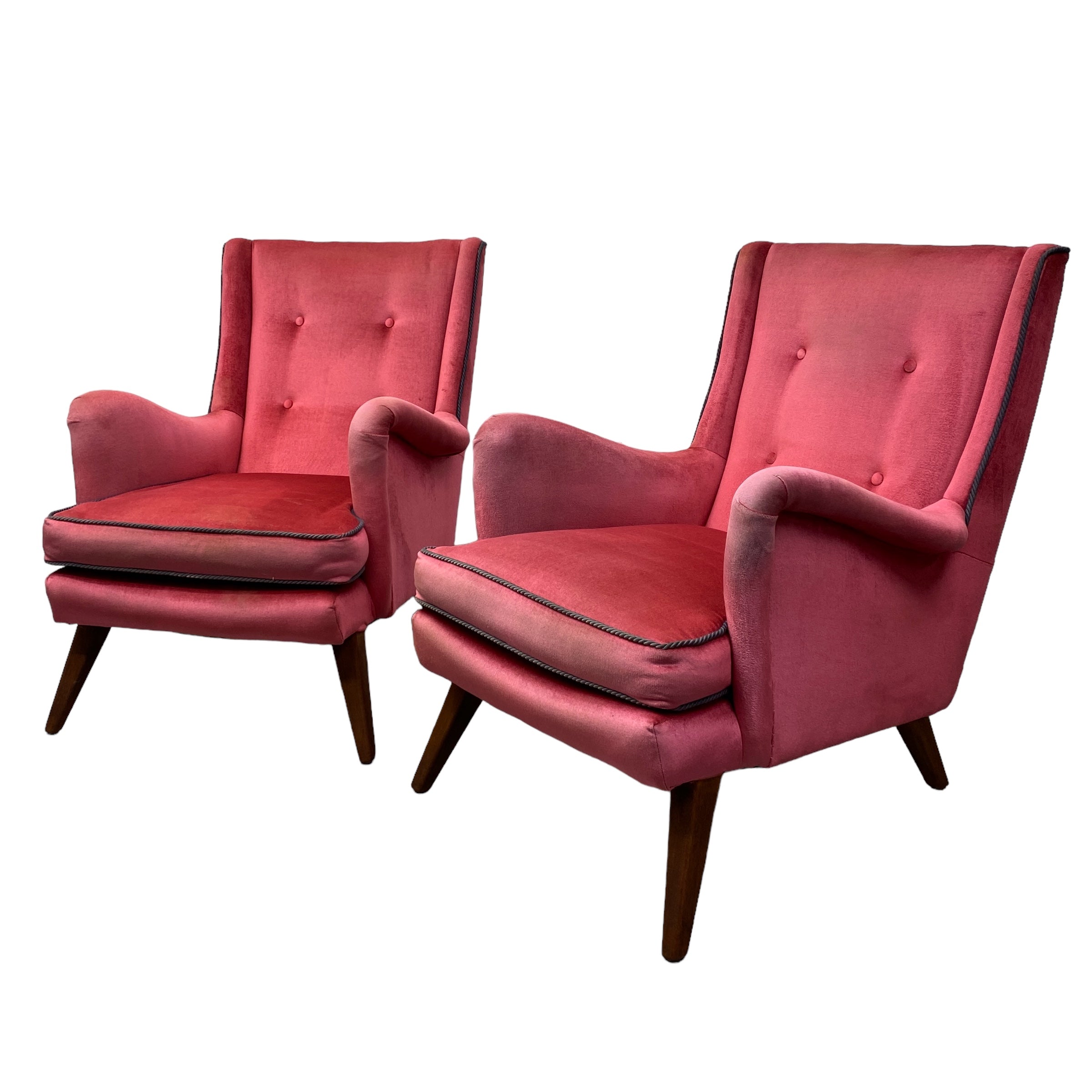 Vintage Lounge Chair Pink Velvet