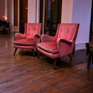 Vintage Lounge Chair Pink Velvet