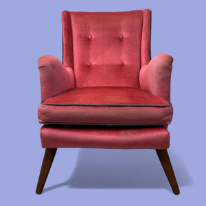 Vintage Lounge Chair Pink Velvet