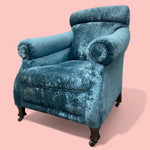Load image into Gallery viewer, Lounge Chair Blue Velvet Victorian Country House
