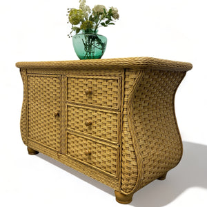 Three Drawers Rattan Sideboard Vintage