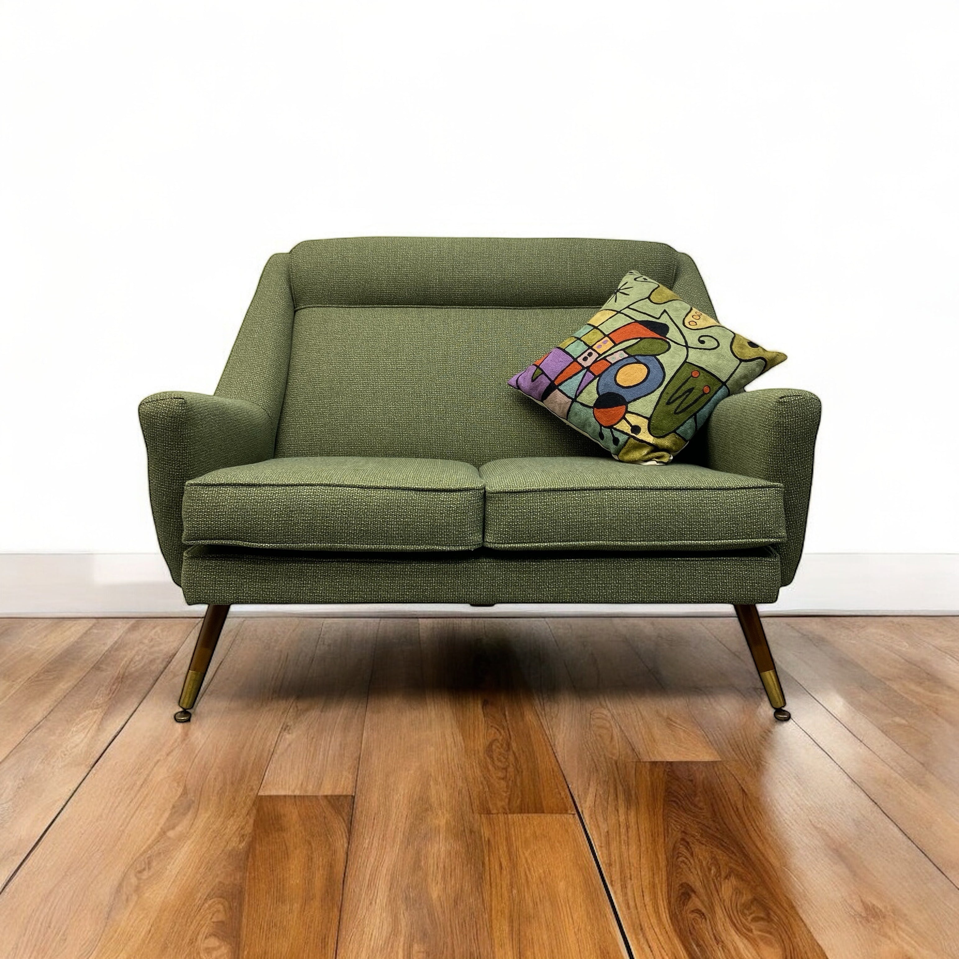Wooden Floor Green Sofa
