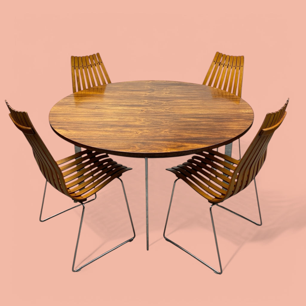Midcentury Dining Table Rosewood Chrome Merrow Associates 70s