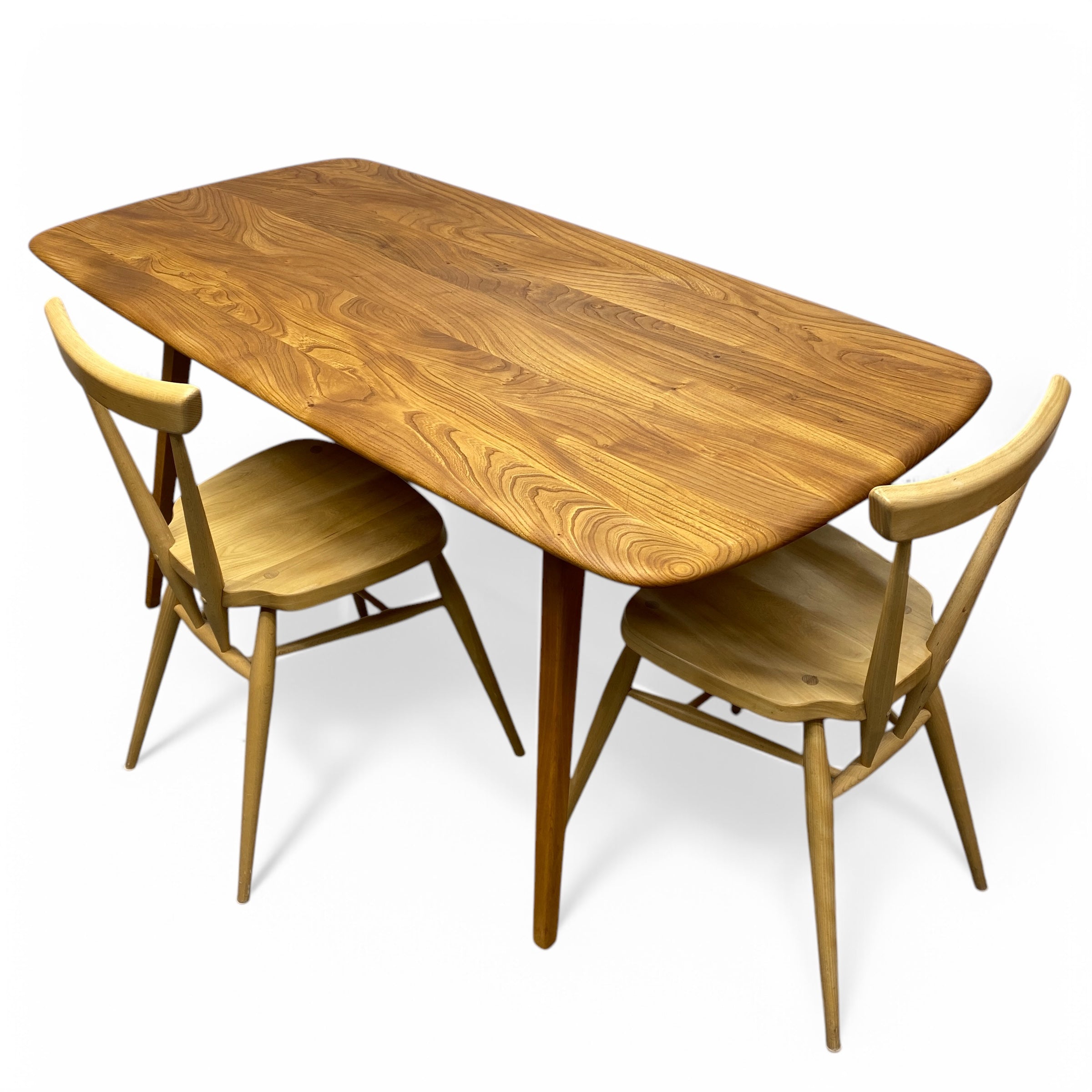 beech elm dining table and ercol chairs